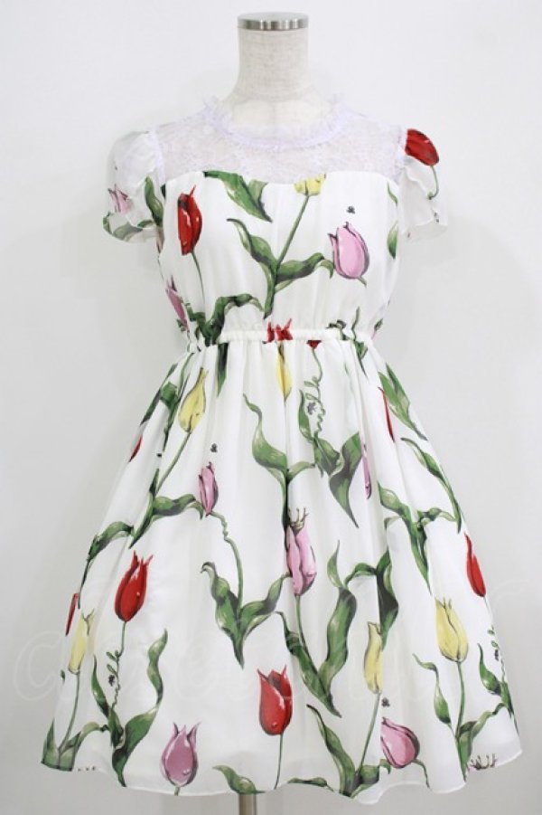 画像1: MILK / チューリーロマンスワンピース  ホワイトカラフル H-25-09-04-035-ML-OP-KB-ZH (1)