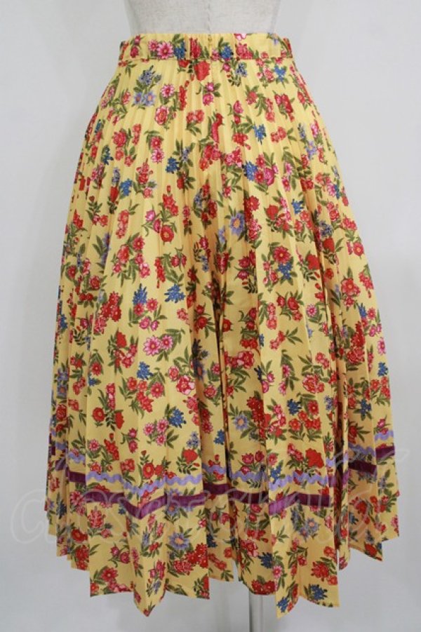 画像3: Jane Marple Dans Le Salon / Flowers of Jouy double accordion skirt M マスタード H-25-09-04-037-JM-SK-KB-ZH (3)