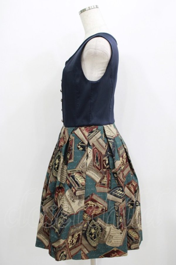 画像2: Jane Marple / フェアリーテイルBOOKビスチェドレス  ブルーグレイ×ネイビー H-25-09-04-041-JM-OP-KB-ZH (2)