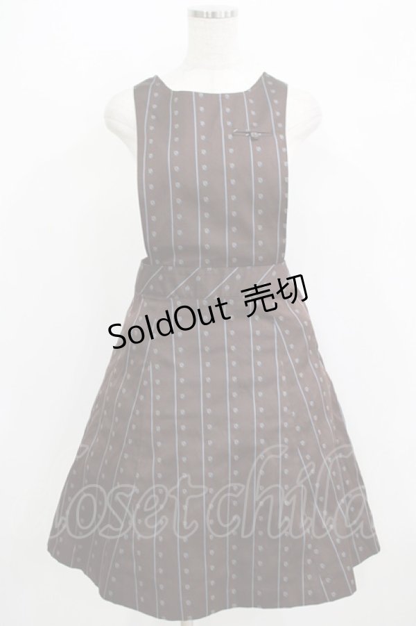 画像1: Jane Marple / ジャガードサロペットスカート  茶 H-25-09-04-042-JM-OP-KB-ZH (1)