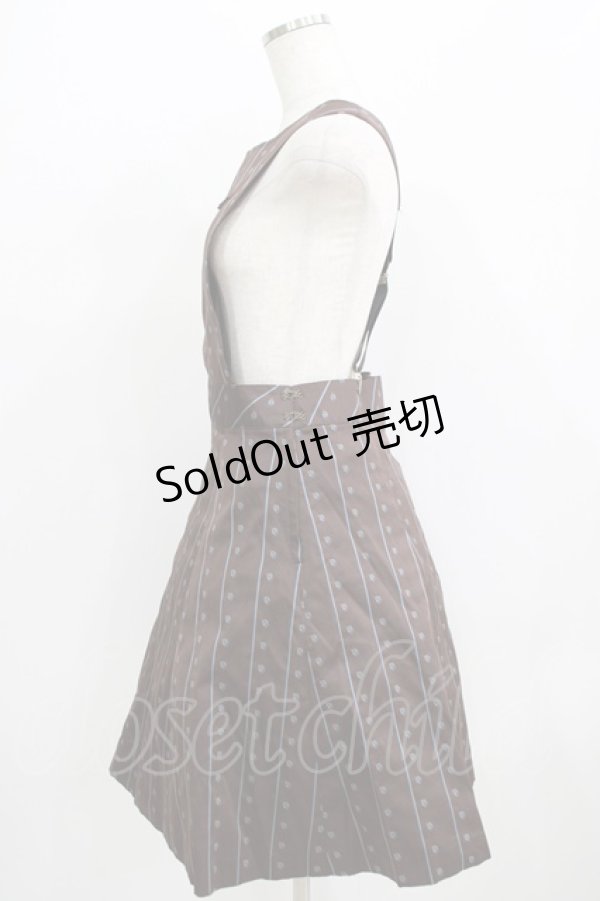 画像2: Jane Marple / ジャガードサロペットスカート  茶 H-25-09-04-042-JM-OP-KB-ZH (2)