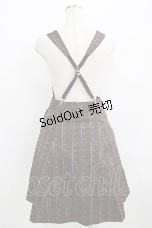 画像3: Jane Marple / ジャガードサロペットスカート  茶 H-25-09-04-042-JM-OP-KB-ZH (3)