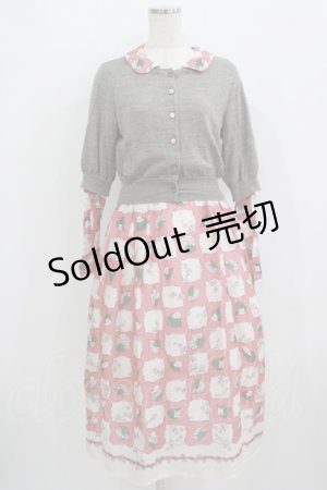 画像: Jane Marple Dans Le Salon / ニットとWinter leafのドレス  グレー×ピンク H-25-09-04-044-JM-OP-KB-ZH