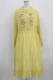 画像1: Jane Marple / クレープジョーゼットThistle embroideryドレス  イエロー H-25-09-04-045-JM-OP-KB-ZH (1)