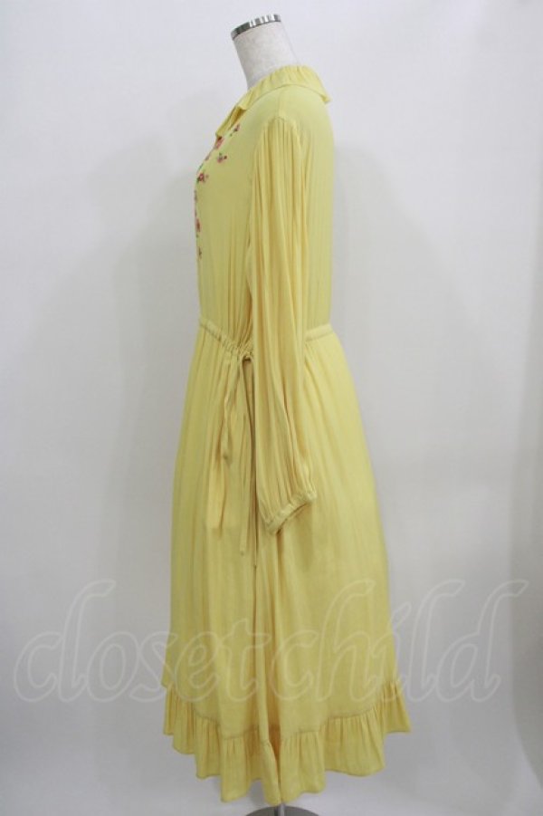 画像2: Jane Marple / クレープジョーゼットThistle embroideryドレス  イエロー H-25-09-04-045-JM-OP-KB-ZH (2)