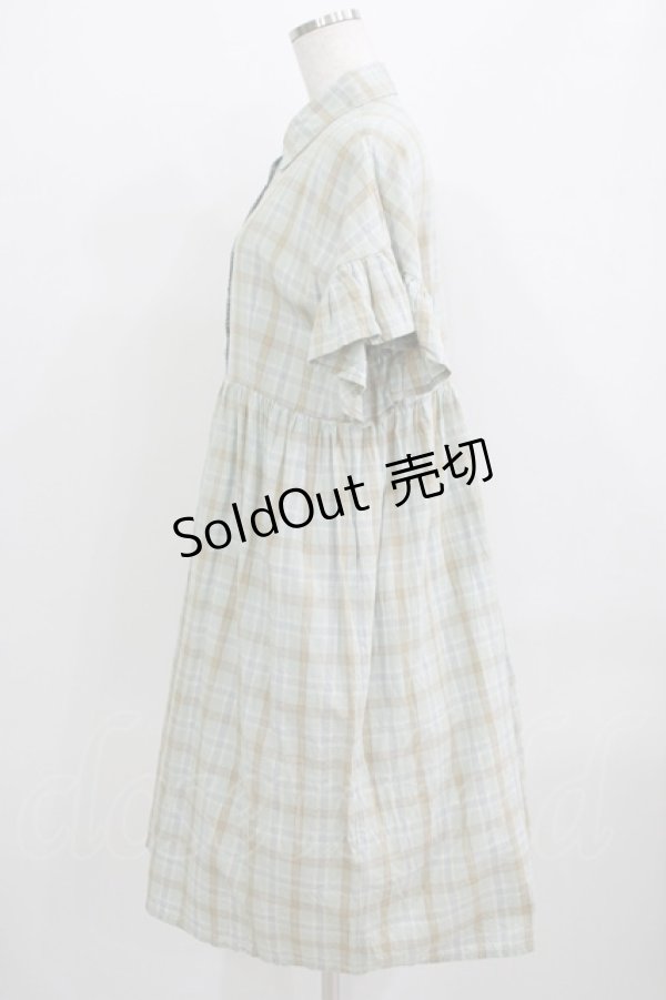 画像2: merry jenny / チェックフリルスリーブワンピース  グリーン H-25-09-04-046-LO-OP-KB-ZT484 (2)