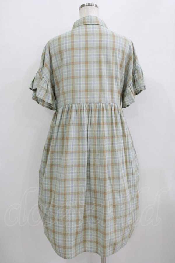 画像3: merry jenny / チェックフリルスリーブワンピース  グリーン H-25-09-04-046-LO-OP-KB-ZH (3)
