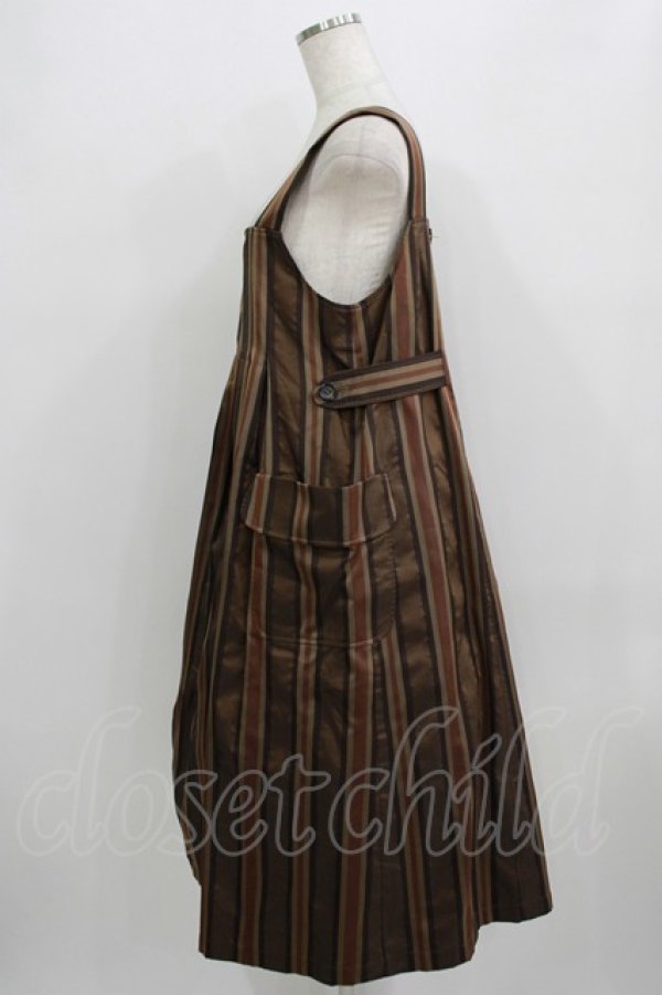 画像2: Jane Marple Dans Le Salon / Old England stripe painter's dress M ブラウン H-25-09-04-047-JM-OP-KB-ZH (2)