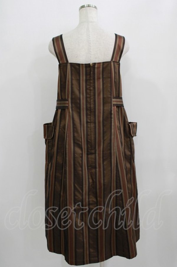 画像3: Jane Marple Dans Le Salon / Old England stripe painter's dress M ブラウン H-25-09-04-047-JM-OP-KB-ZH (3)