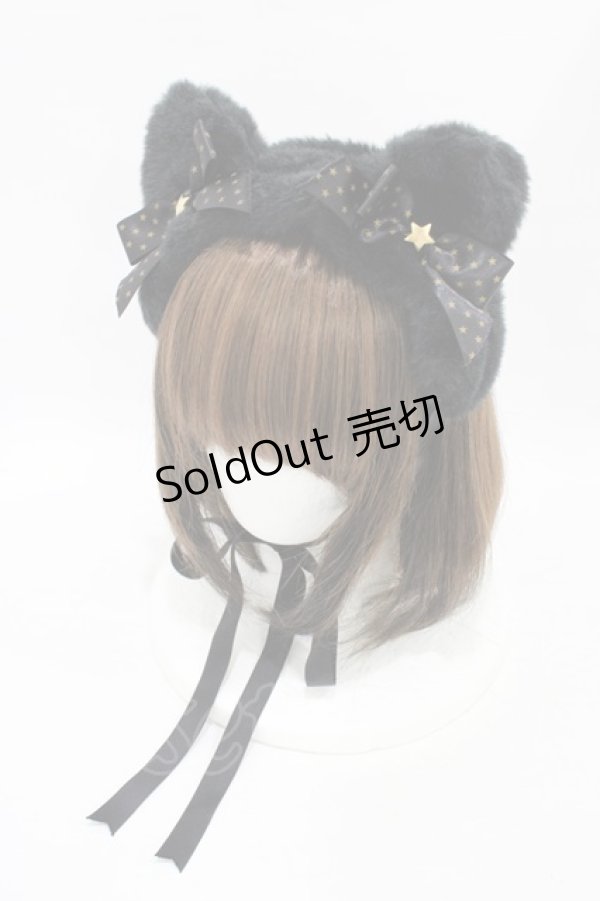 画像1: Angelic Pretty / Starry Catヘッドドレス  ブラック H-25-09-04-1005-AP-AC-NS-ZH (1)