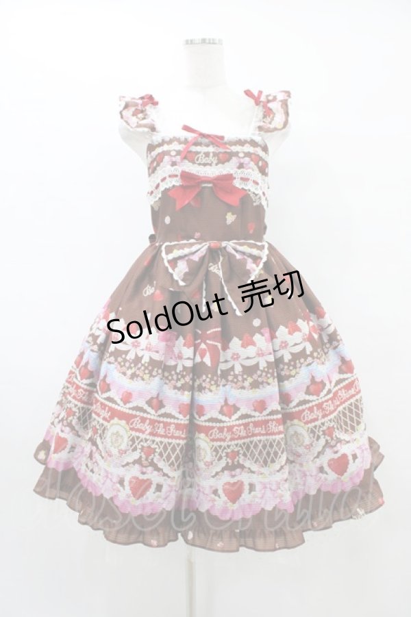 画像1: BABY,THE STARS SHINE BRIGHT / Strawberry Sweetheart Cake柄Ribbonジャンパースカート Free ブラウン H-25-09-04-1043-BA-OP-NS-ZH (1)