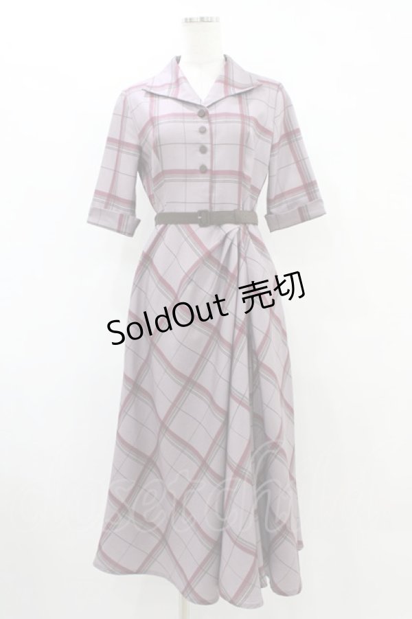 画像1: an another angelus / チェックドレープワンピース Free PINK×RE H-25-09-04-1049-CA-OP-NS-ZH (1)