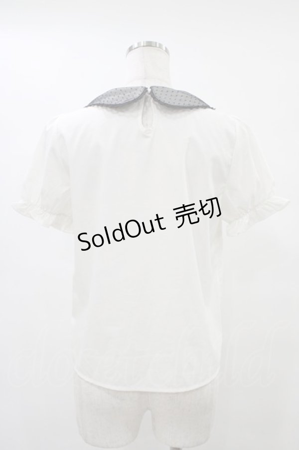 画像2: Honey Cinnamon / ドットチュール襟ブラウス Free オフ H-25-09-04-1058-LO-BL-NS-ZH (2)