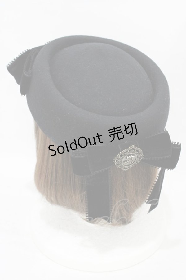 画像2: ALICE and the PIRATES / パールリボントーク帽  ブラック H-25-09-04-1002-PA-AC-NS-ZH (2)