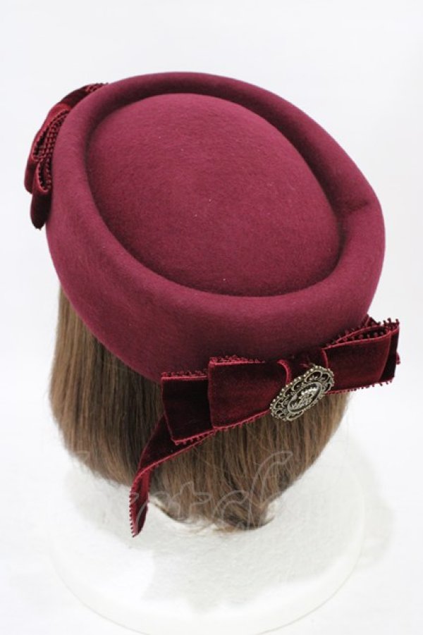 画像2: ALICE and the PIRATES / パールリボントーク帽  ボルドー H-25-09-04-1003-PA-AC-NS-ZH (2)