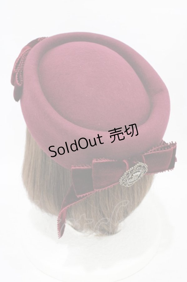 画像2: ALICE and the PIRATES / パールリボントーク帽  ボルドー H-25-09-04-1003-PA-AC-NS-ZH (2)