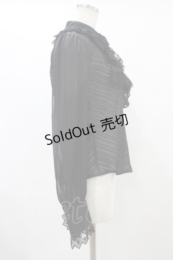 画像3: BABY,THE STARS SHINE BRIGHT / ストライプシフォン丸衿ブラウス Free ブラック H-25-09-04-1032-BA-BL-NS-ZH (3)