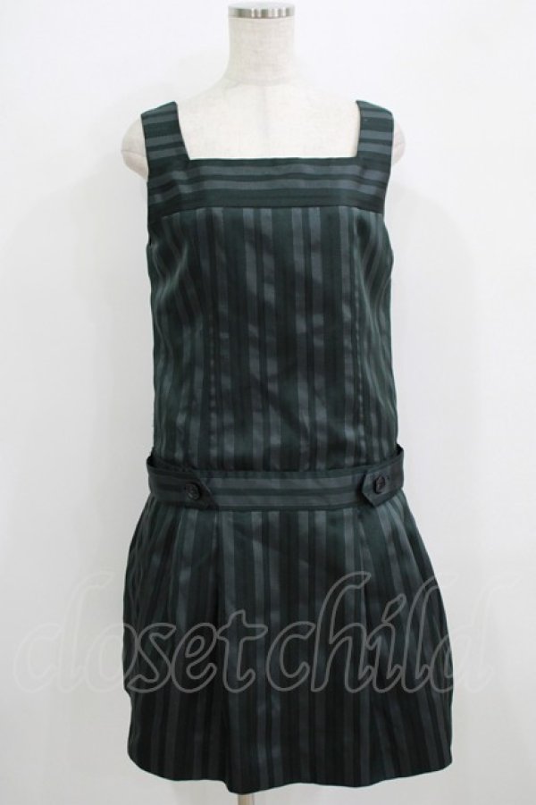 画像1: Jane Marple / レジメンタルストライプローウエストジャンパースカート M グリーン H-25-09-04-058-JM-OP-KB-ZH (1)