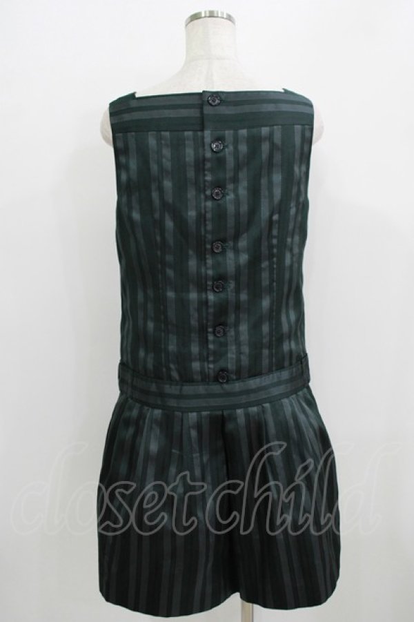 画像3: Jane Marple / レジメンタルストライプローウエストジャンパースカート M グリーン H-25-09-04-058-JM-OP-KB-ZH (3)