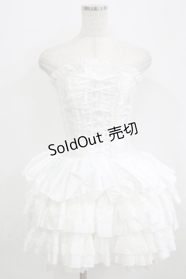 画像1: ATELIER PIERROT / ミニコルセットワンピース  ホワイト H-25-09-04-060-EL-OP-KB-ZH (1)