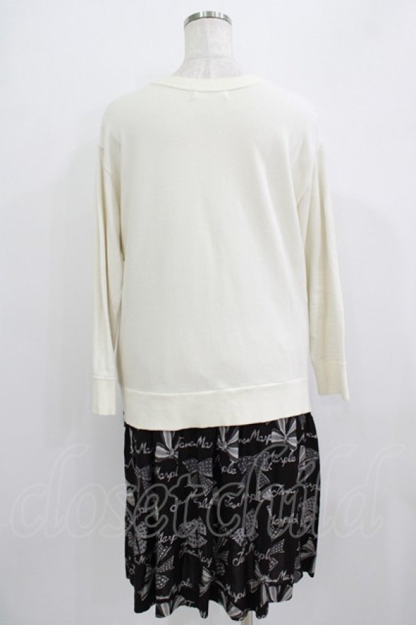 画像3: Jane Marple / Jane's drawingのトロンプルイユドレス M アイボリー×ブラック H-25-09-04-061-JM-OP-KB-ZH (3)