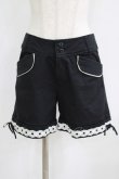 画像1: PEACE NOW / はしごレースショートパンツ  黒×白 H-25-09-04-066-PU-PA-KB-ZH (1)