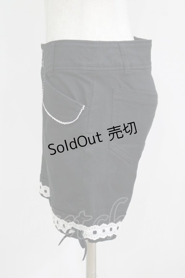 画像2: PEACE NOW / はしごレースショートパンツ  黒×白 H-25-09-04-066-PU-PA-KB-ZH (2)