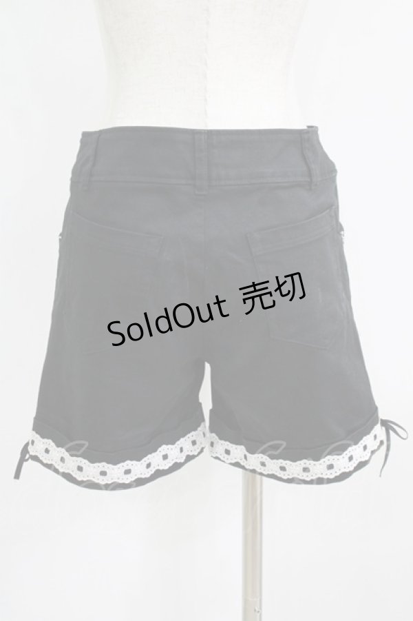 画像3: PEACE NOW / はしごレースショートパンツ  黒×白 H-25-09-04-066-PU-PA-KB-ZH (3)