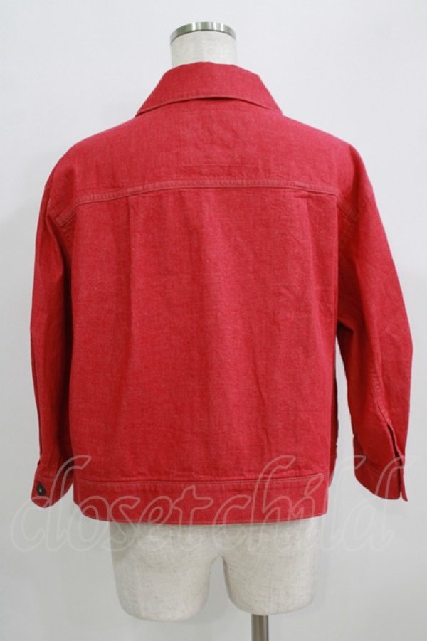画像3: Jane Marple / フリルトリムデニムブルゾン  レッド H-25-09-04-070-JM-JA-KB-ZH (3)