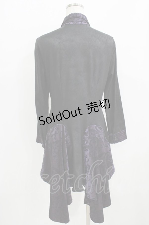 画像3: Qutie Frash / タイ付ジャガード切替ブラウス  黒×紫 H-25-09-04-072-QU-BL-KB-ZH (3)