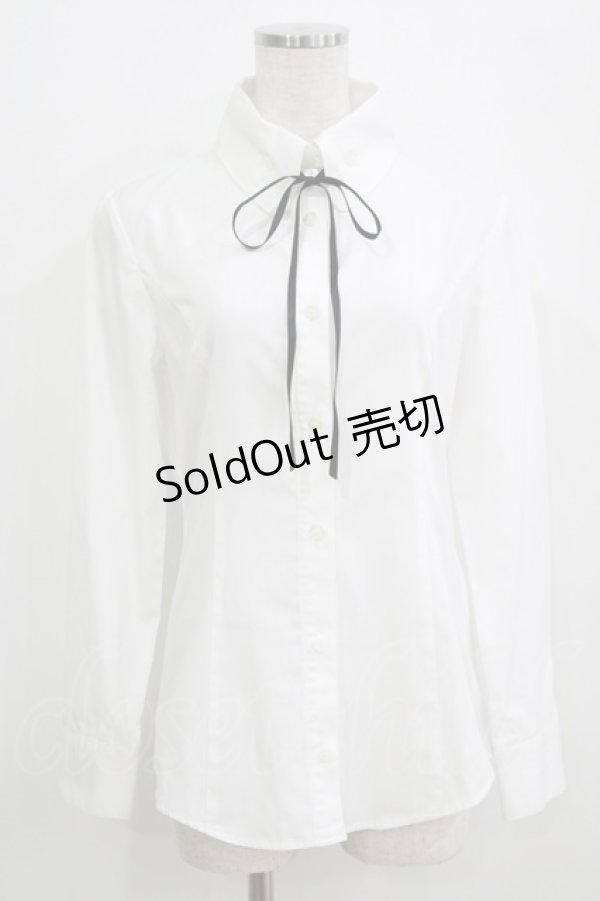 画像1: GOLD SEAL / リボン付長袖ブラウス  白 H-25-09-04-073-GO-BL-KB-ZH (1)