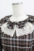 画像4: Melody BasKet / リボンとレースカラーのタータンチェックワンピース M ブラウン H-25-09-04-008-LO-OP-KB-ZH (4)