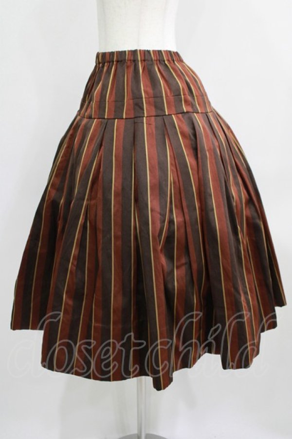 画像2: Jane Marple / Regimental stripe gored skirt M ブラウン H-25-09-04-013-JM-SK-KB-ZH (2)