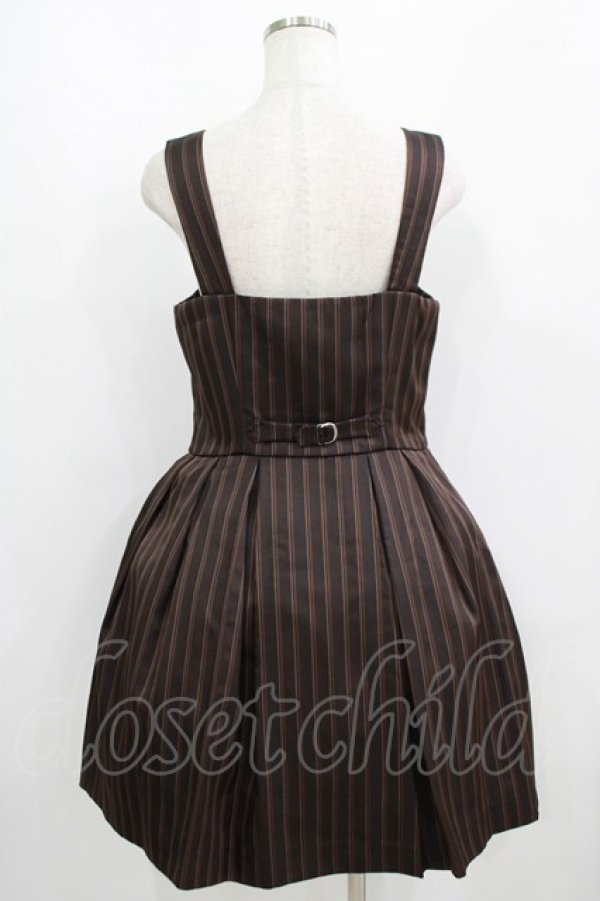 画像3: Jane Marple / ダブルボタンレジメンタルジャンパースカート  茶 H-25-09-04-015-JM-OP-KB-ZH (3)