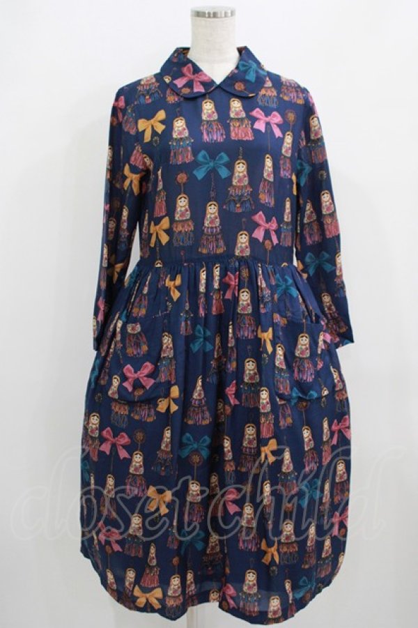 画像1: Jane Marple / Little tassel dollsのDayドレス M ブルーグレイ H-25-09-04-017-JM-OP-KB-ZH (1)