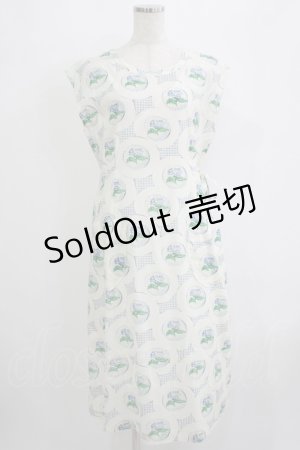 画像: Jane Marple Dans Le Salon / Flower Plateのチュニックワンピース  アイボリー×ブルーグレイ H-25-09-05-032-JM-OP-KB-ZH