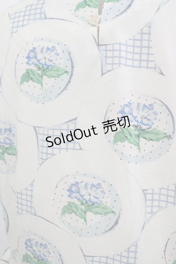 画像4: Jane Marple Dans Le Salon / Flower Plateのチュニックワンピース  アイボリー×ブルーグレイ H-25-09-05-032-JM-OP-KB-ZH (4)