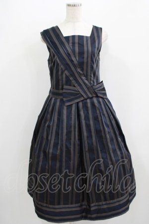 画像: Jane Marple Dans Le Salon / Old England stripe coronation dress  ネイビー H-25-09-05-006-JM-OP-KB-ZH
