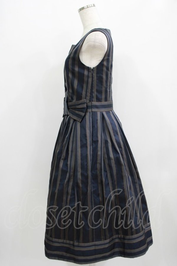 画像2: Jane Marple Dans Le Salon / Old England stripe coronation dress  ネイビー H-25-09-05-006-JM-OP-KB-ZH (2)