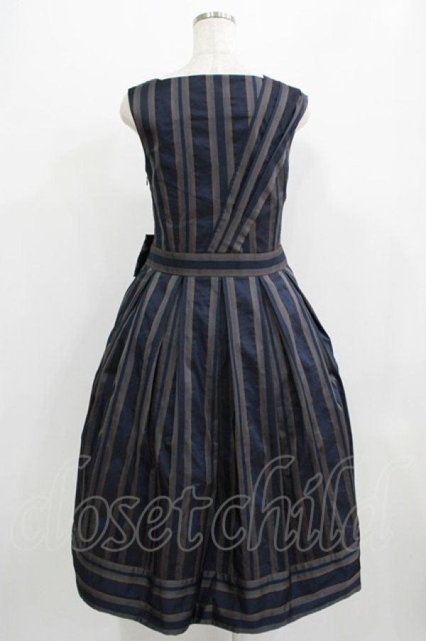 画像3: Jane Marple Dans Le Salon / Old England stripe coronation dress  ネイビー H-25-09-05-006-JM-OP-KB-ZH (3)