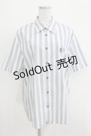 画像: MILKBOY / LOGO Stripe shirt  ホワイト×ブルー H-25-09-05-065-MB-BL-KB-ZH