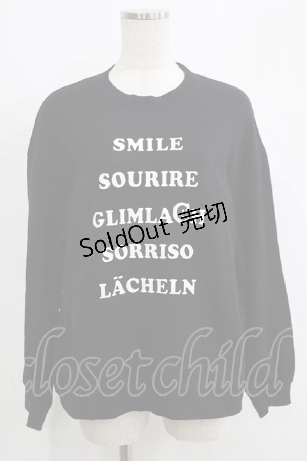 画像1: Jane Marple / Just smile sweatshirt  black×off white H-25-09-05-072-JM-TO-KB-ZH (1)