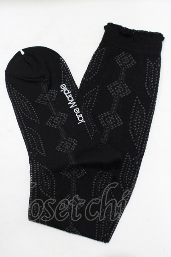 画像1: Jane Marple / Tulip lace knee socks  ブラック H-25-09-05-074-JM-ZA-KB-ZH (1)