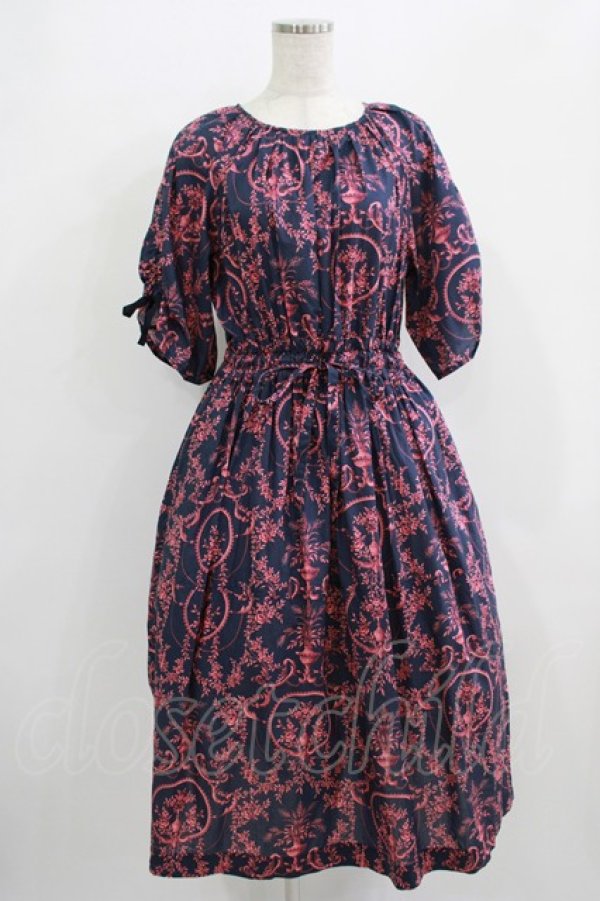 画像1: Jane Marple Dans Le Salon / Marie Antoinette drawstring sleeve dress Free ネイビー H-25-09-05-009-JM-OP-KB-ZH (1)