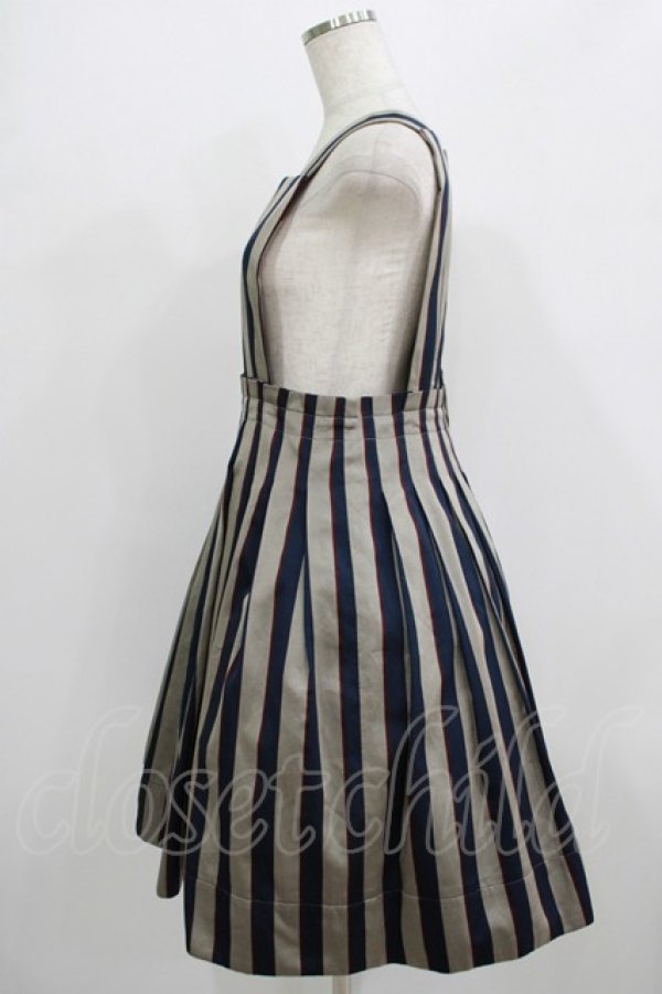 画像2: Jane Marple / Regimental stripeのジャンパースカート  グレー×ネイビー H-25-09-05-013-JM-OP-KB-ZH (2)
