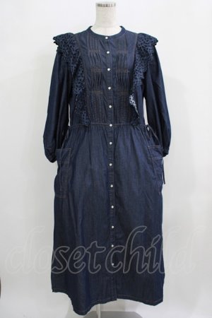 画像: Jane Marple Dans Le Salon / ライトデニムレーストリムドレス  indigo H-25-09-05-015-JM-OP-KB-ZH