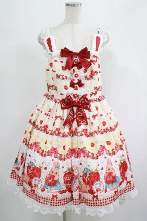 画像: To Alice / StrawberryRabbitプリントジャンパースカート L イエロー H-25-09-06-001-LO-OP-NS-ZH