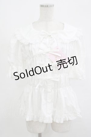画像: metamorphose / 【プラスサイズ】ハートレースシャーリング半袖ブラウス プラスサイズ オフ H-25-09-06-029-ME-BL-NS-ZH