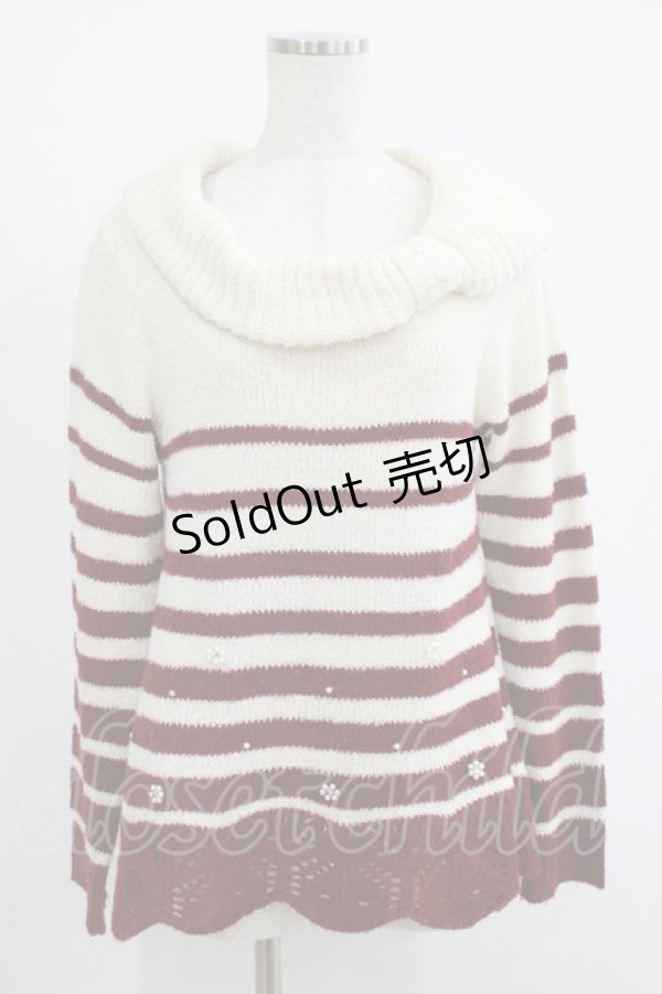 画像1: axes femme / ボーダーニット M オフ/ワイン H-25-09-06-038-AX-TO-NS-ZH (1)