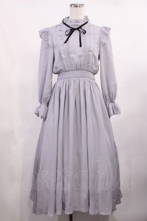 画像: tocco closet / 配色リボン付きフリル×シャーリングワンピース M グレー H-25-09-06-1011-LO-OP-NS-ZH